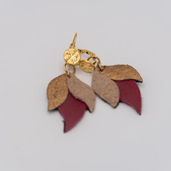 Boucles d’oreilles CANOPÉE rouge, sable & doré