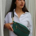 Sac BANANE vert grainé